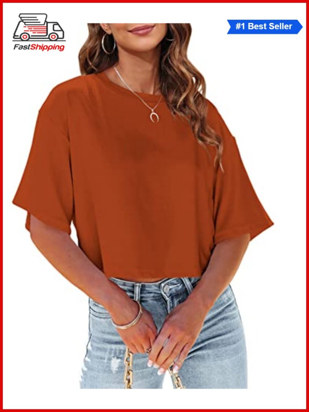✨Womens Summer Crop Top Half Sleeve Casual Cropped T-Shirt Loose Fit